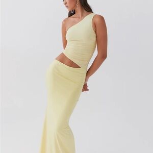 Peppermayo Seranella One Shoulder Maxi Dress - Lemon